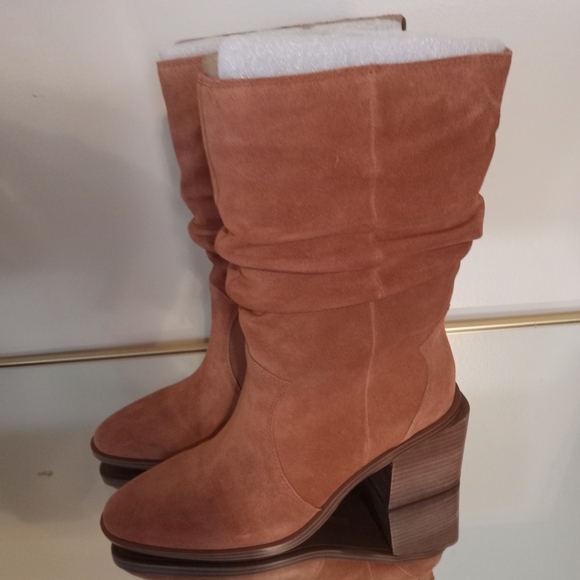 Vince Camuto Kenidra Water-Repellent Slouch Boot Color Warm Caramel Size 9 - Picture 5 of 11